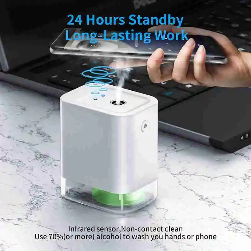 

Automatic Alcohol Disinfection Sprayer, Mini Infrared Induction Touchless Hand Soap Dispenser, Portable for Home White