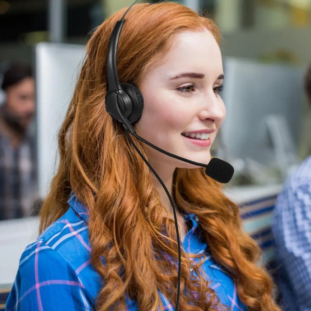 

Call Center Headset With Microphone crystal plug Telephone Operator Voice Headphone For Computer PC Game Volume Control