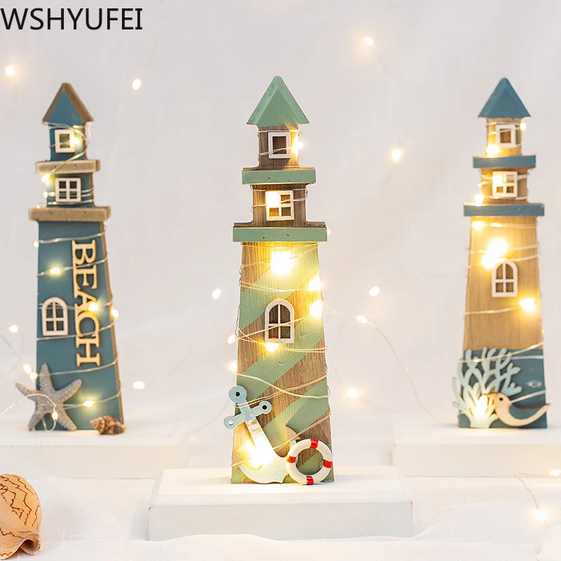 Деревянная модель маяка в средиземноморском стиле подарок для гостиной