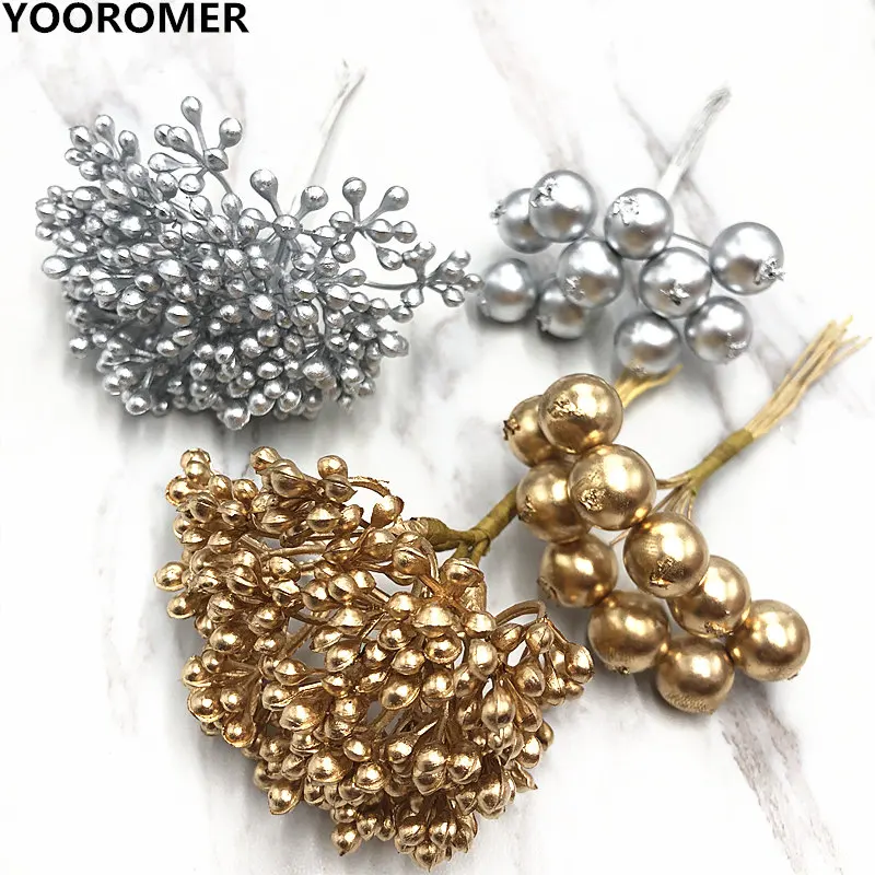 YOOROMER искусственный мини букет ягод из пенопласта золотого и серебряного цветов