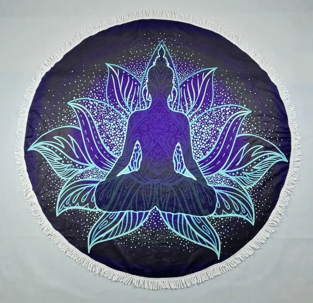 Бесплатная доставка этническая мандала золотой фиолетовый Будда цветок лотоса