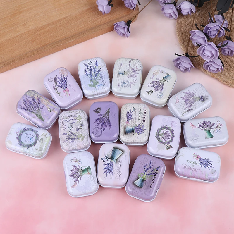 Lavender Small Empty Tinplate Tin Tea Can Storage Box Organizer for Jewelry Candy Case organizer | Дом и сад