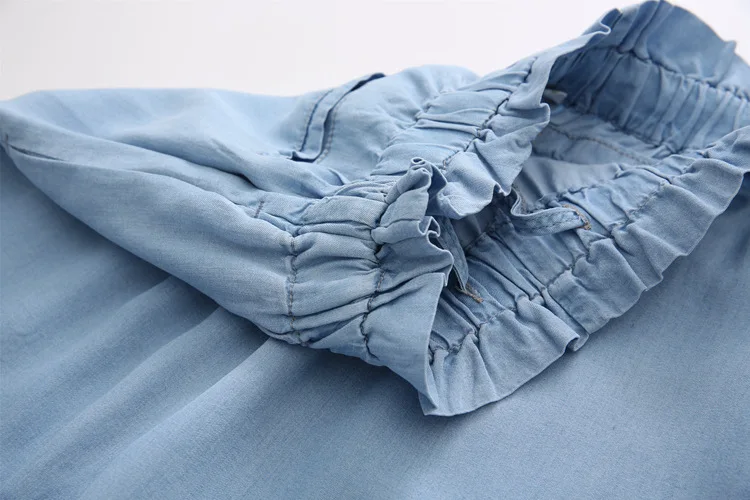 

Korean Version of The New Women's Wear Loose Waist Flower Inside with Tencel Denim Wide-legged Pants