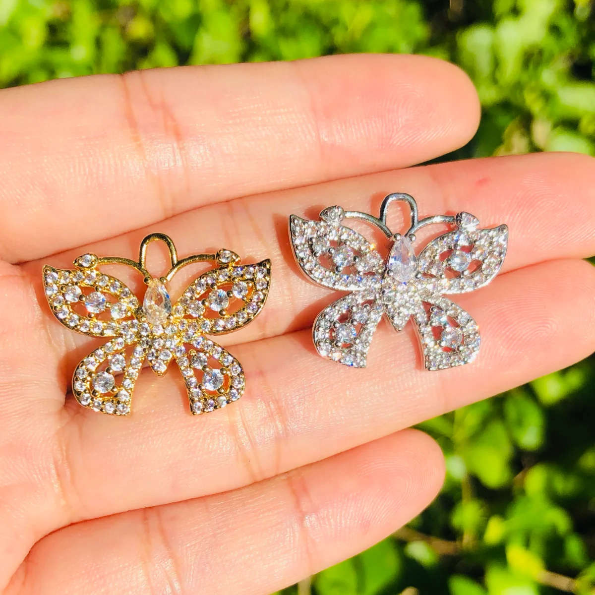 

5pcs Butterfly Charm for Bracelet Making Clear Crystal Rhinestone Pave Pendant Women Necklace Handcraft Accessory Jewelry Supply