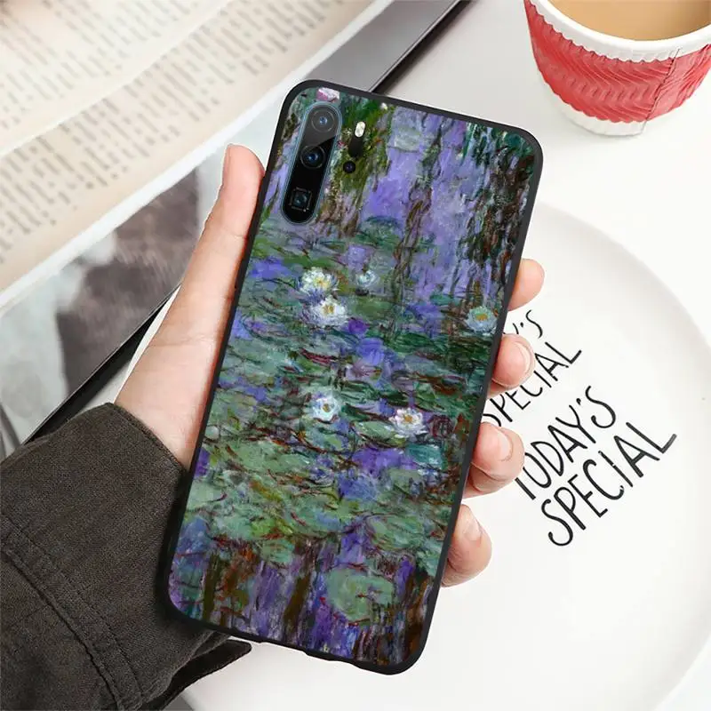 

Monet Water Lilies Painting Phone Case For Huawei honor Mate P 10 20 30 40 i 9 8 pro x Lite smart 2019 nova 5t luxury capa cover