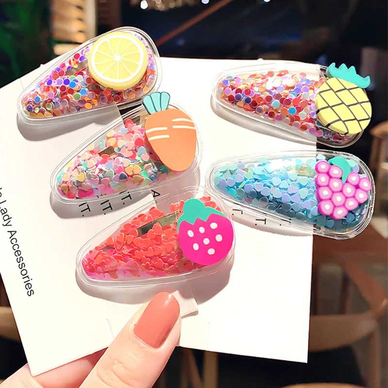 

Kids Hair Accessories Fruit Transparent Waterdrop Hair Clip Hairpins Children Headwear Barrettes Girls Cute Cartoon Hair Clips