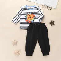 2020 baby and toddler new spring and autumn striped lion head print long sleeved top and trousers suit