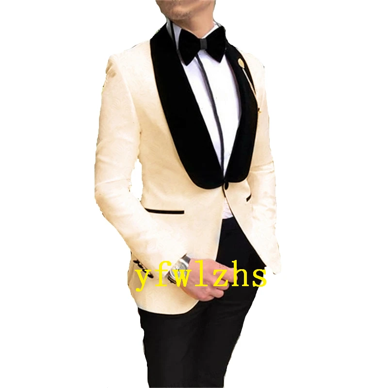 

Handsome Embossing Groomsmen Shawl Lapel Groom Tuxedos Men Suits Wedding/Prom/Dinner Best Blazer(Jacket+Pants+Tie) 288