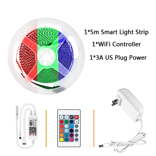 Wifi Strip US Set EeeToo WI-FI умный светильник RGB светодиодный ночной Светильник Диодная лента светодиодный RGB Гибкая полоса лампа ИК WI-FI контроллер DC12V ночной Светильник - Испускаемый цвет: Wifi Strip US Set