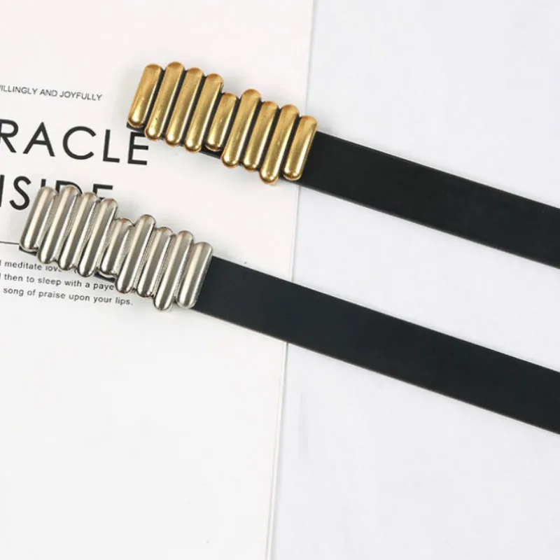 

Женский поясной ремень, простой тонкий кожаный декоративный роскошный ремень без отверстий, модные женские ремни с пряжкой, женский ремень