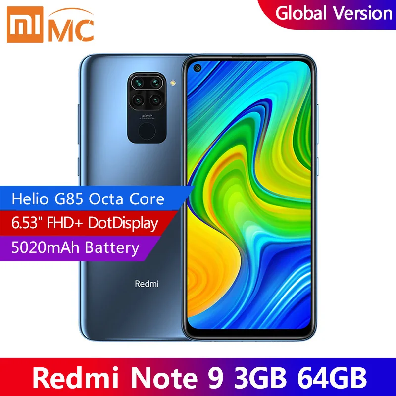 Глобальная версия Xiaomi Redmi Note 9 6 53 &quotDotDisplay 5020 мАч смартфон 3 Гб 64 NFC Helio G85