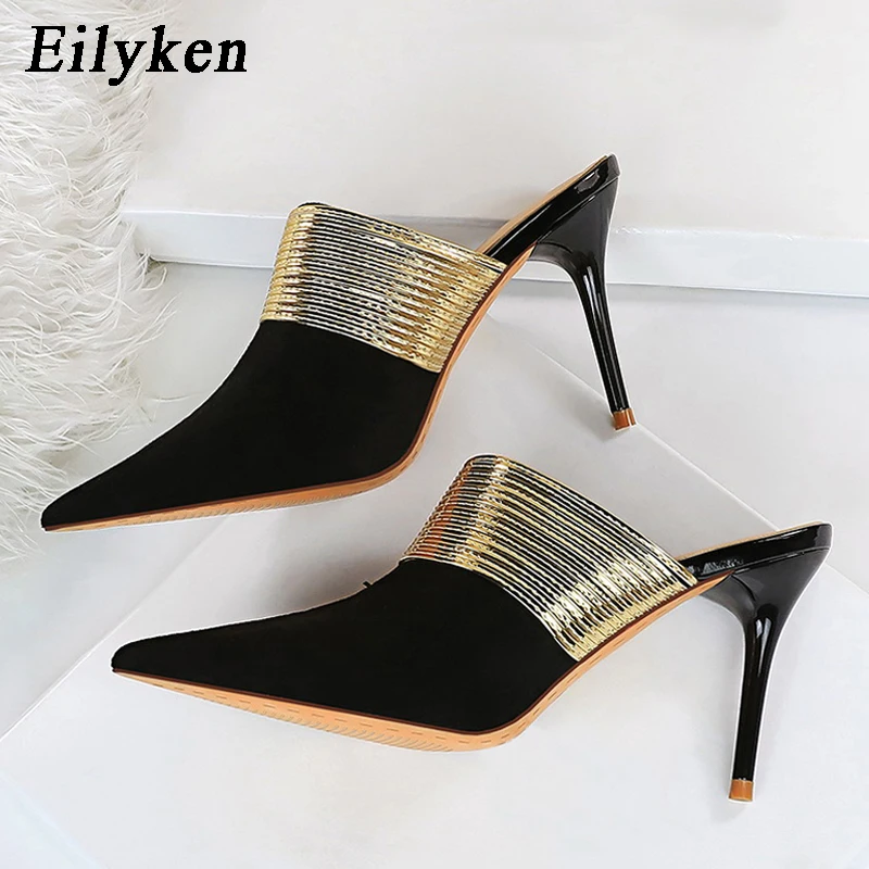 

Eilyken/осенние модные туфли-лодочки с острым носком без застежки; Шлепанцы без задника; Женские пикантные вечерние туфли на тонком высоком каб...