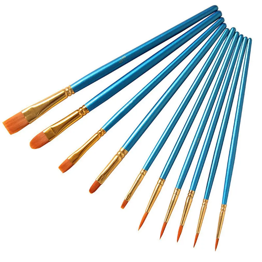 

10 шт. светлая Акварельная Кисть художественная Синяя Нейлоновая Кисть ручка для рисования