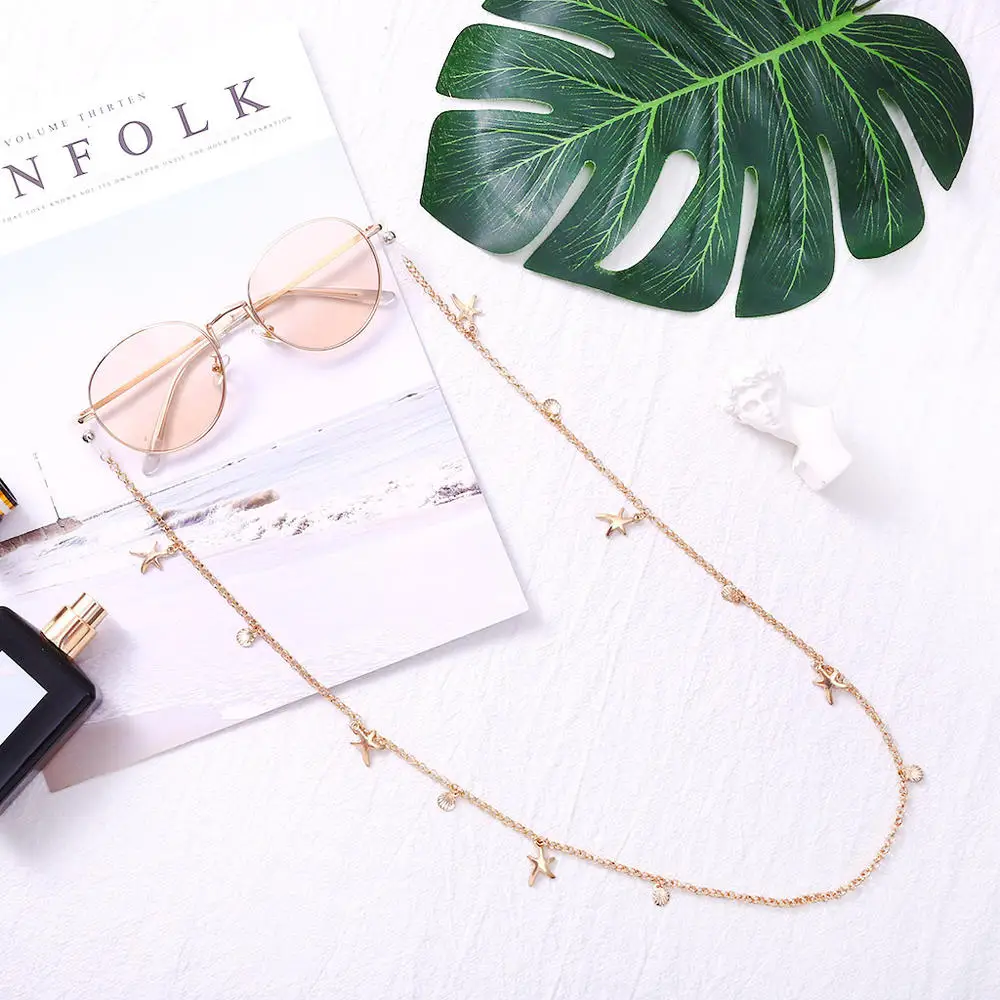 

75cm Starfish Shell Sunglasses Chains Eyeglass Cord Holder Lanyard Necklace Glasses Beaded Neck Strap Rope