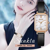 sunkta watch women watches top brand luxury fashion rectangular small green watch ladies ultra thin waterproof quartz wristwatch