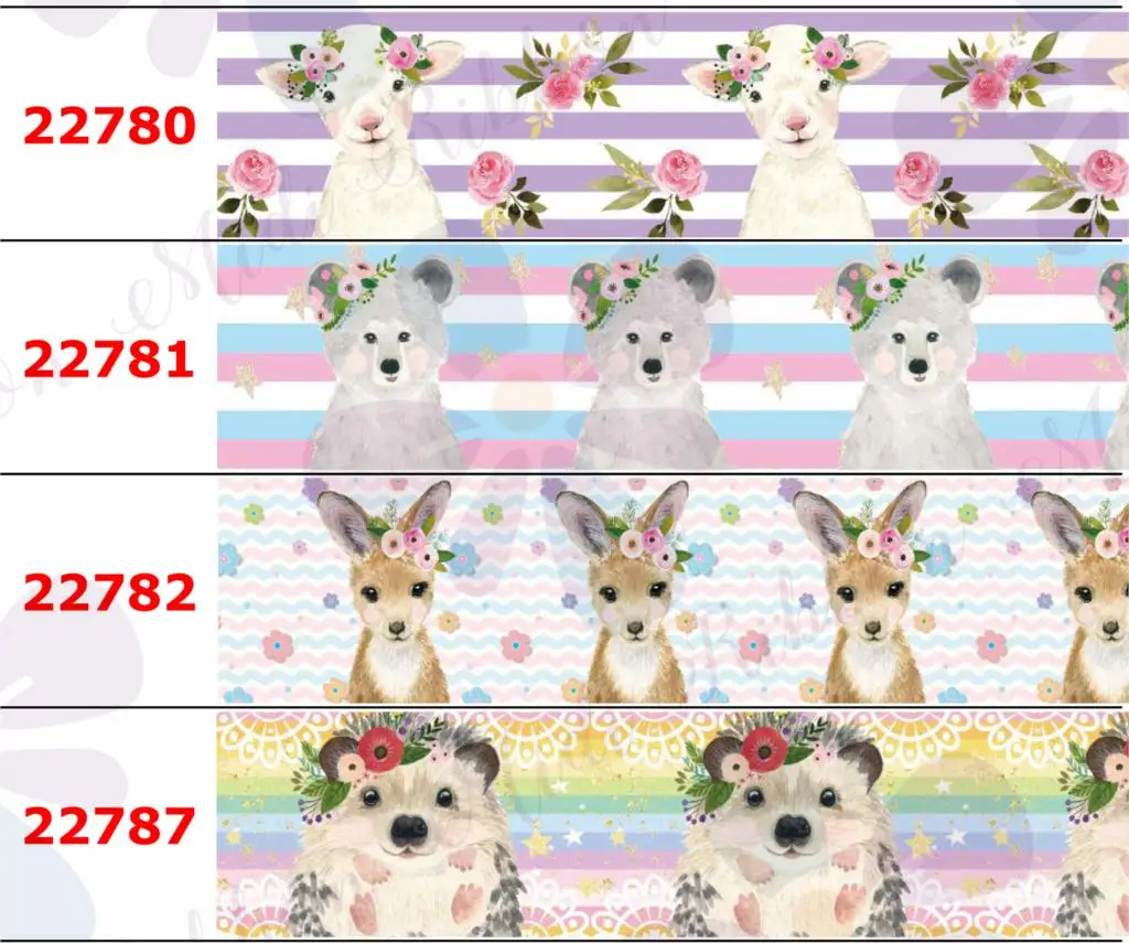 

16mm-75mm Animal Series Rainbow Galaxy Cute Panda Bear Cat Printed Grosgrain/Foe Ribbon Flower DIY Hair Bowknots 50yards/roll