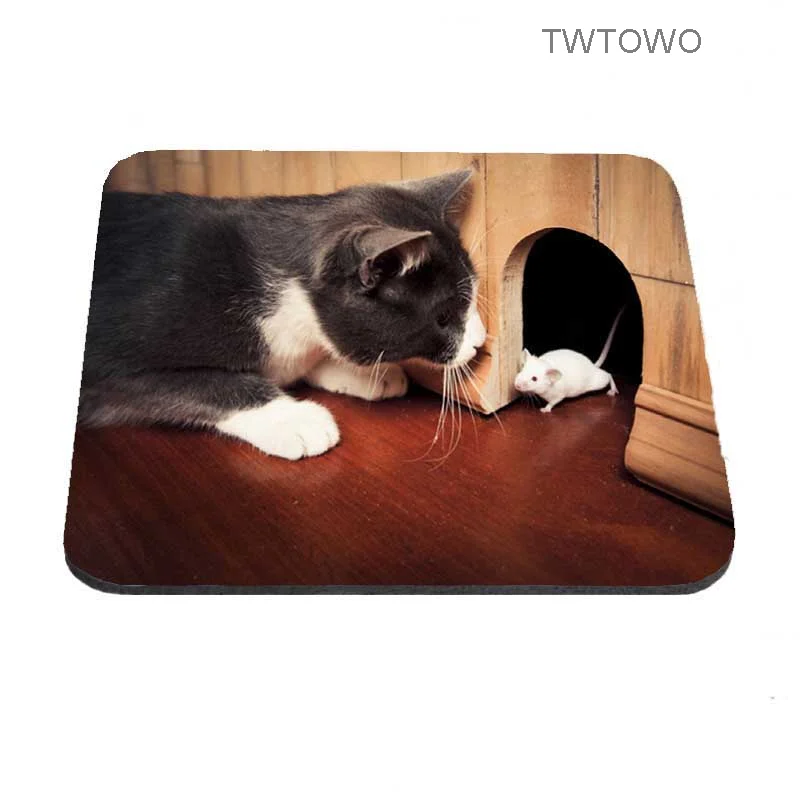 Лучший продажа Настраиваемая игровая коврик для мыши Животные Серый Веселые лежащие кошки Котята Компьютерный ноутбук Прямоугольник Резиновая мышь на.