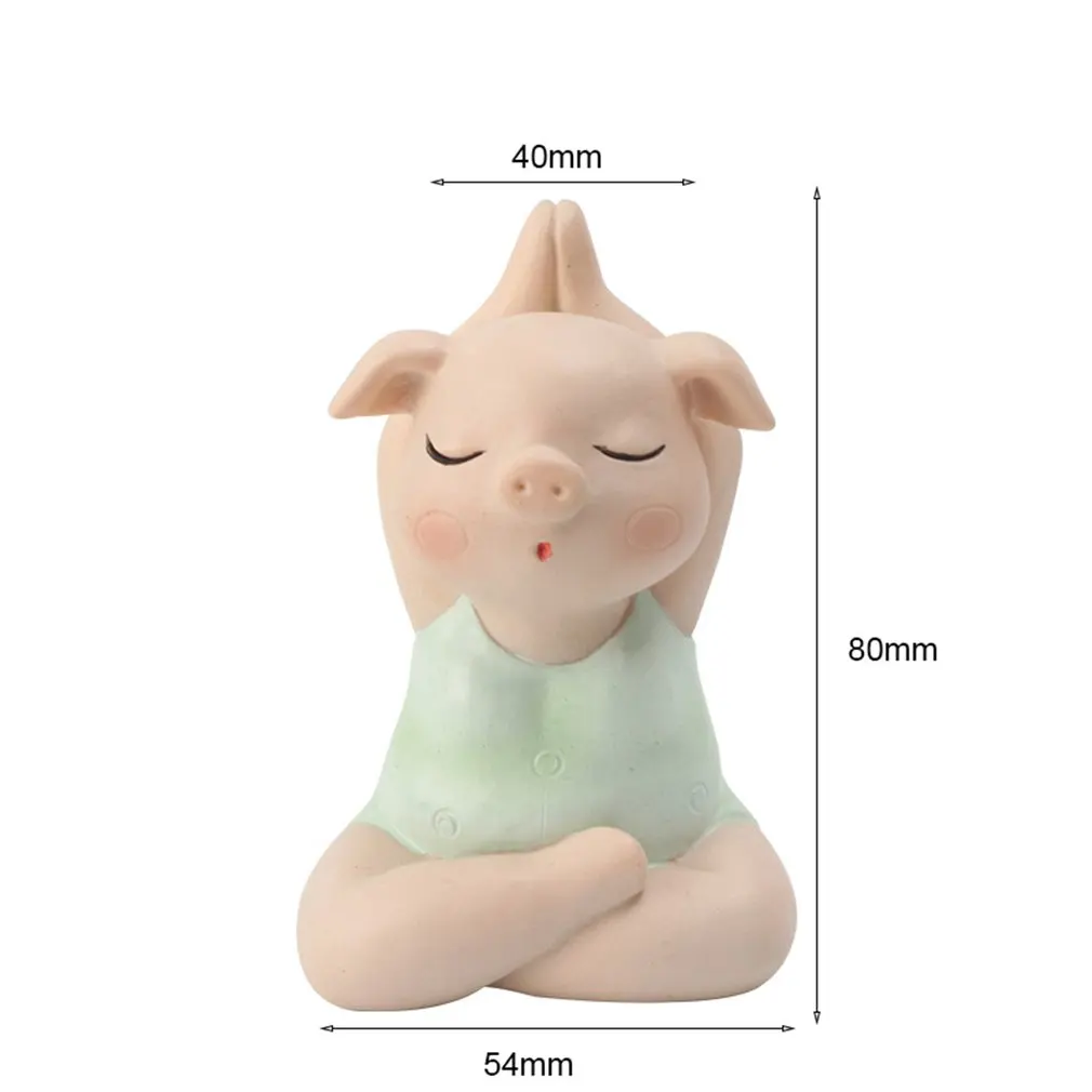 1PC Yoga pig portraits doll Family Animal Model Figurine Home Decor Miniature Garden Decoration Dolls Kids Toy Resin Craft | Дом и сад