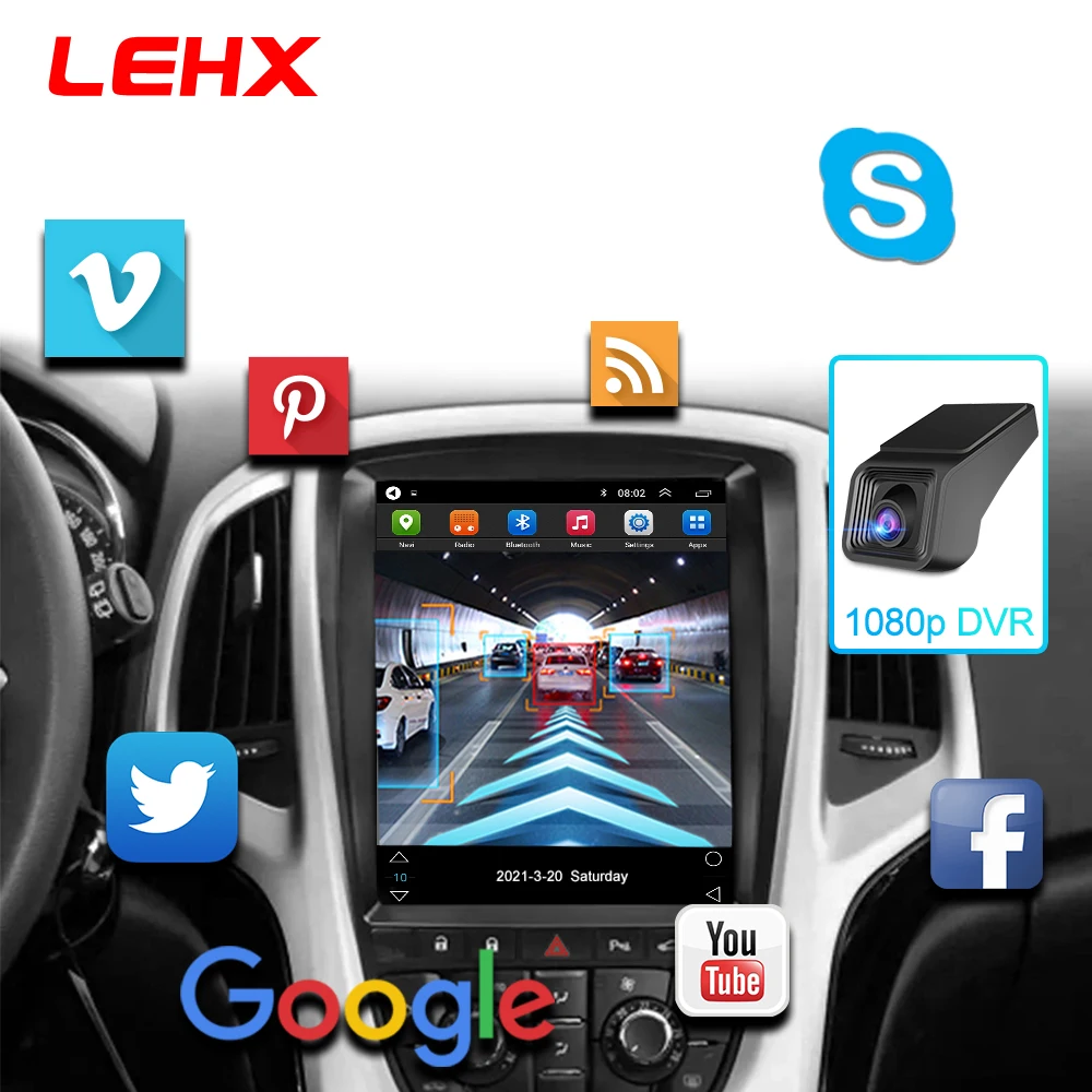 Автомагнитола LEHX мультимедийный видеоплеер на Android 10 4 Гб ОЗУ для Opel Astra J