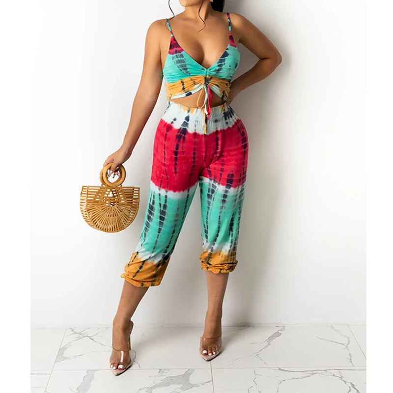 

Summer Women Fashion Casual Lace Up Strap V Neck Sexy One Piece Jumpsuit One Piece Outfit Romper Women