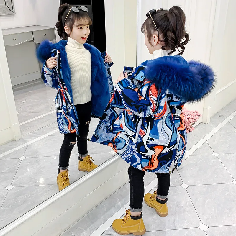 Зимняя куртка с капюшоном для девочек и подростков длинная плотная парка