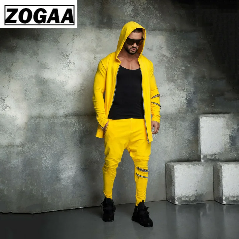 ZOGGA 2019 модные спортивные костюмы мужские толстовки с капюшоном + беговые штаны 2