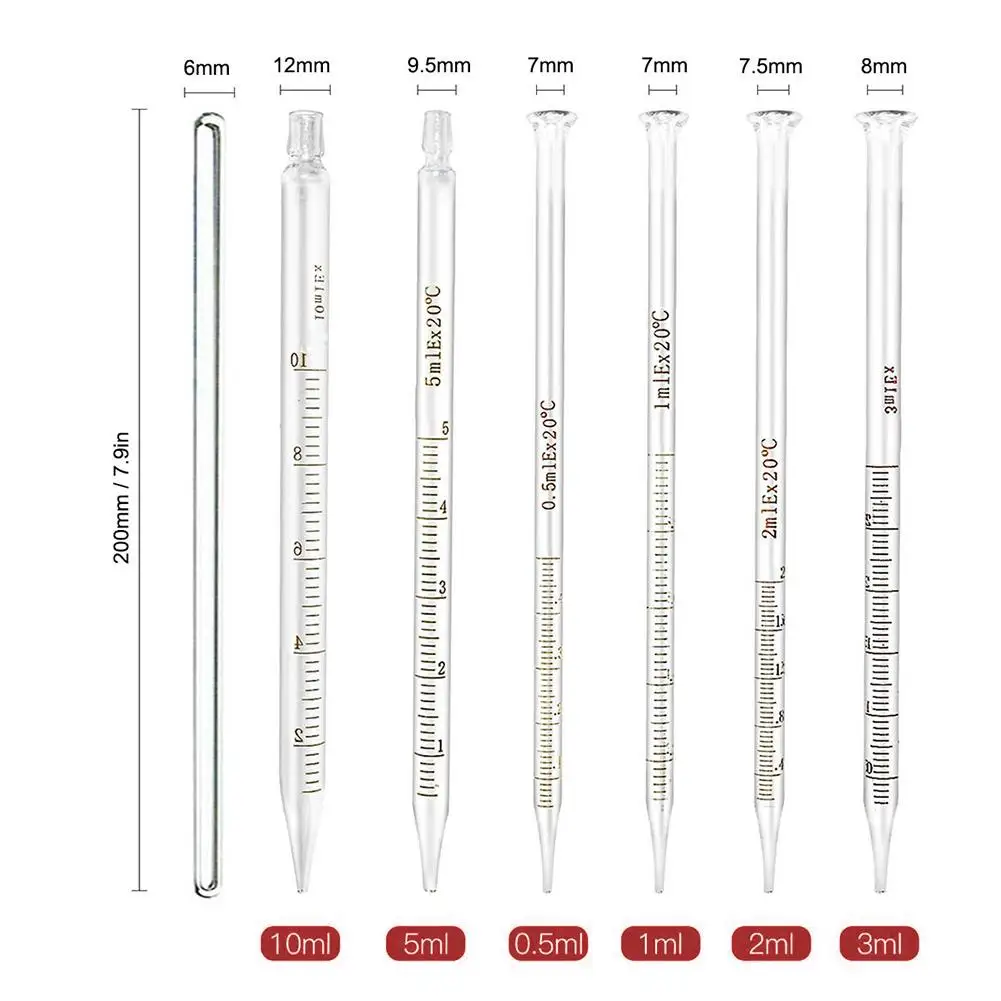 Пипетка стеклянная с резиновой головкой 10 шт. | Инструменты