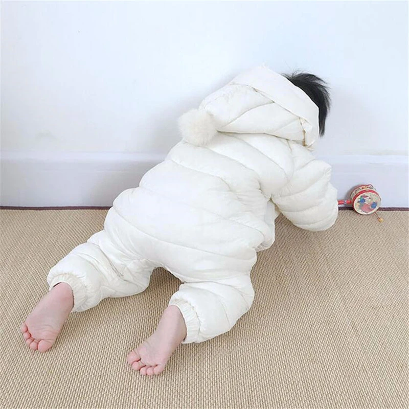 

Newborn Baby Girls Down-Cotton Bodysuit and Infant Boys Hooded Jumpsuit for Children's Warm Thick Clothes send Glove Foot Cover