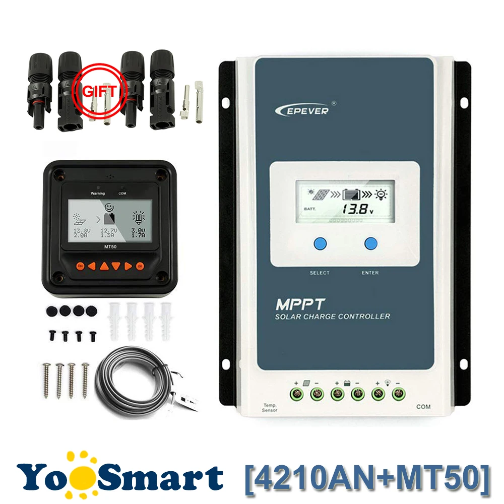 저렴한 EPEVER 40A MPPT 충전 컨트롤러 태양광 100V PV 입력 음극 접지 12V/24V 자동 LCD 디스플레이 납산 리튬 배터리