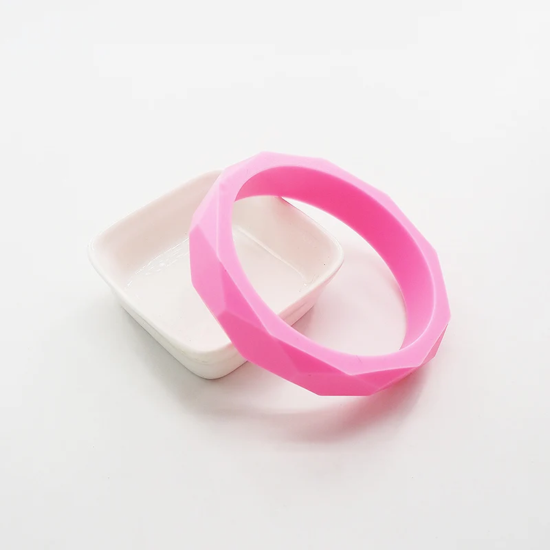Candy Pink Chenkai 10 шт. BPA Бесплатный DIY силиконовый Прорезыватель для зубов браслет детский браслет зубное кольцо для ребенка сенсорная соска Жевательная Подвеска для игрушки подарок - Цвет: Candy Pink