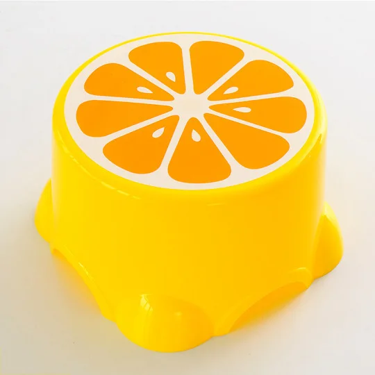 lemon-s Милые Мультяшные табуреты с фруктовым узором для гостиной, нескользящая скамейка для ванной, детский табурет из пластика, Сменная обувь, табурет - Цвет: lemon-s