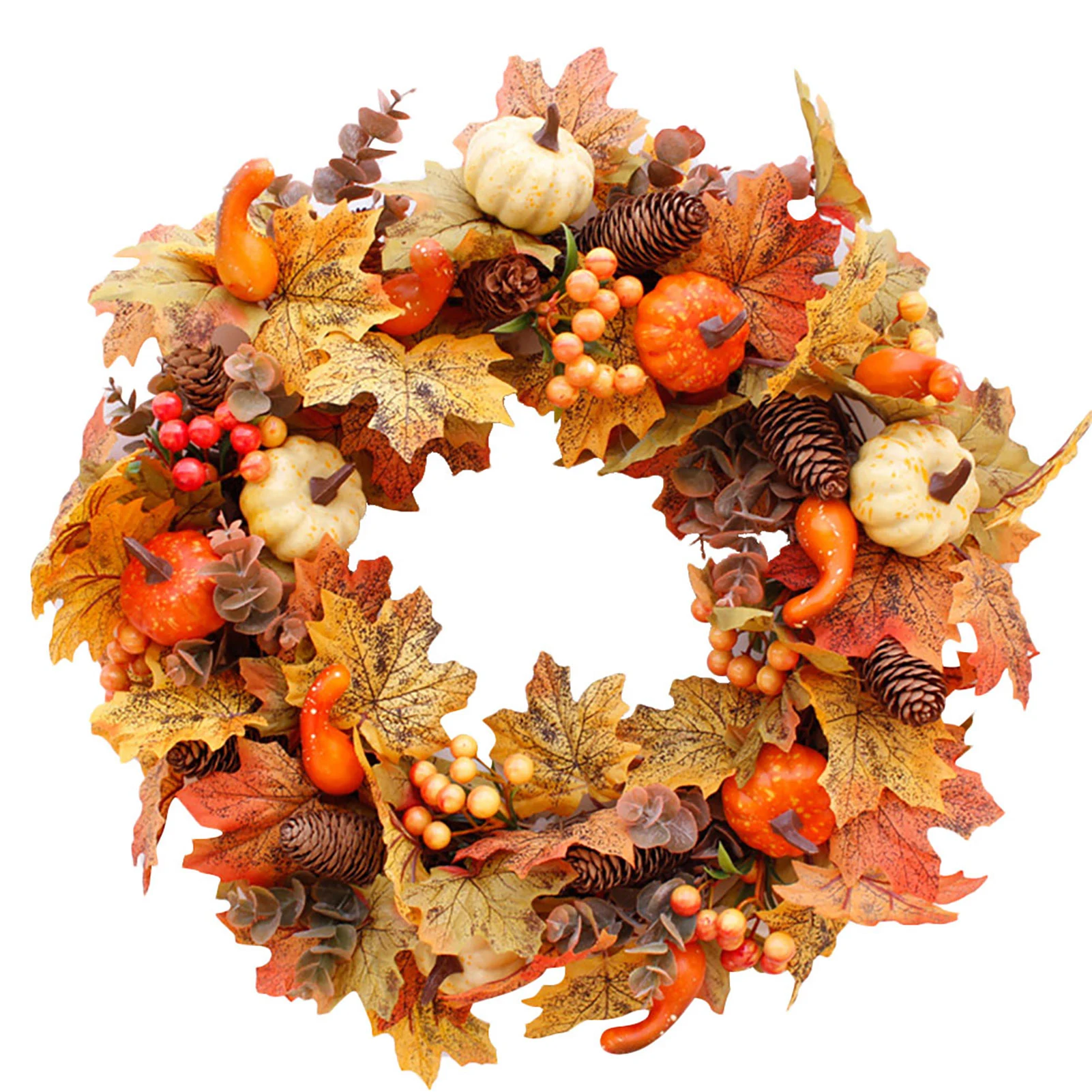 

Thanksgiving Wreath Artificial Pumpkin Wreath Lifelike Front Door Hanging Decoration Perfect For Updating Your Harvest