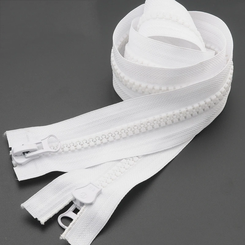 white 2 шт Meetee 8# Смола молния 60-200 см двойные Ползунки пуховик пальто тент открытый конец молнии аксессуары для пошива одежды - Цвет: white