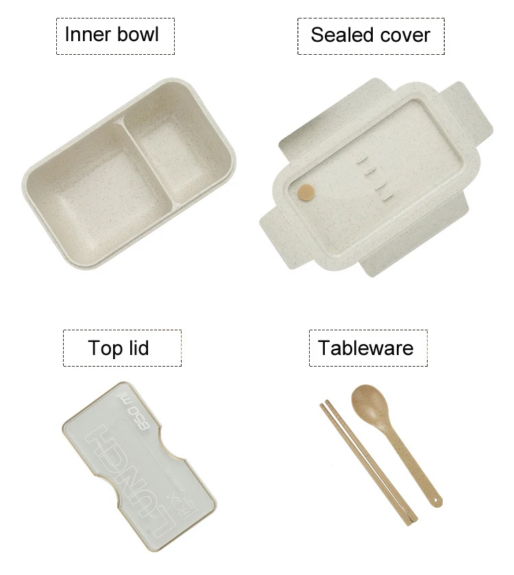 Коробка для завтрака из пшеничной соломы 850 мл. экологически безопасный материал
