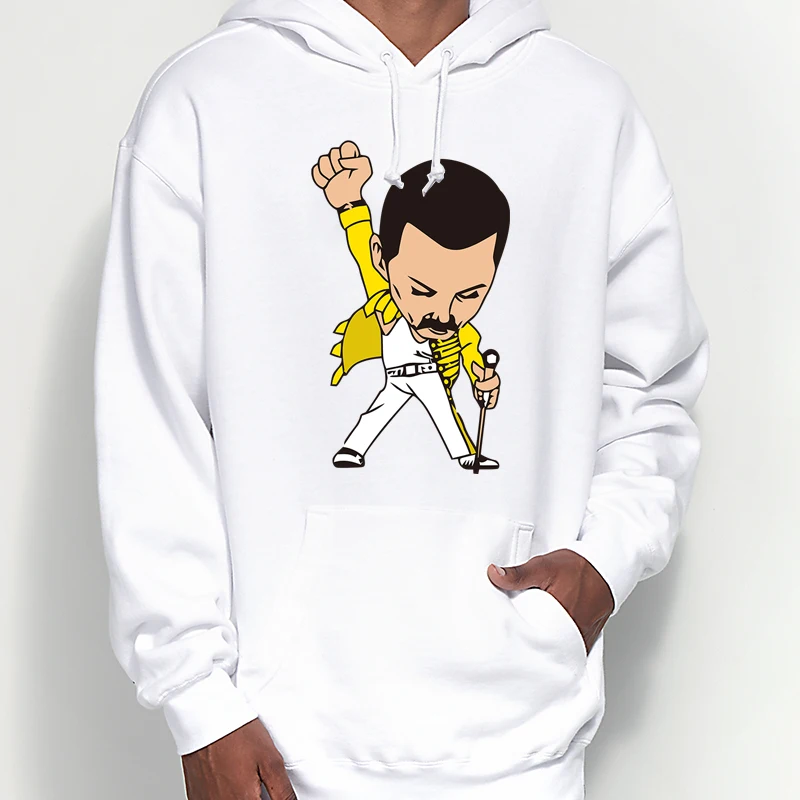 Новая Осенняя Толстовка Harajuku Freddie Mercury Мужская черная хлопковая толстовка с