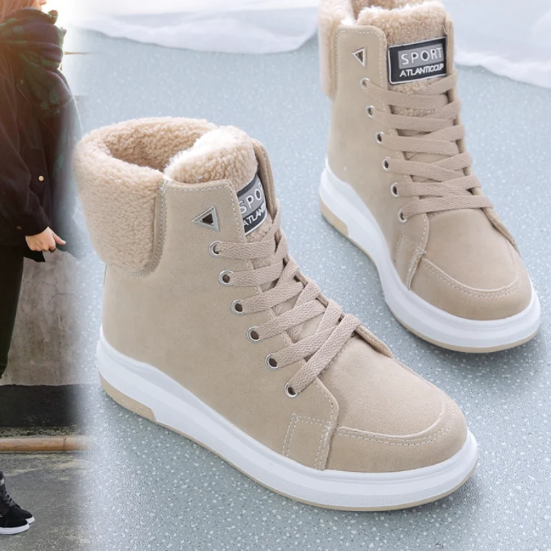 

Women Sneakers New Fashion Flock Women Casual Shoes Breathable Autumn Winter Lace-Up Flats Platform Women Shoes Womens Boots