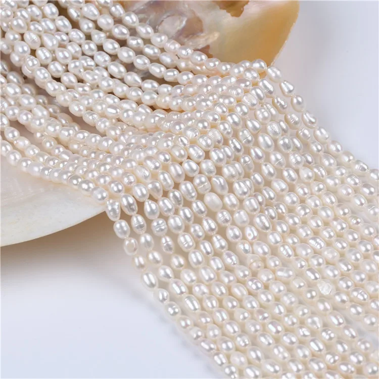 

4-5mm natural freshwater real pearls rice drop shape pearl strands