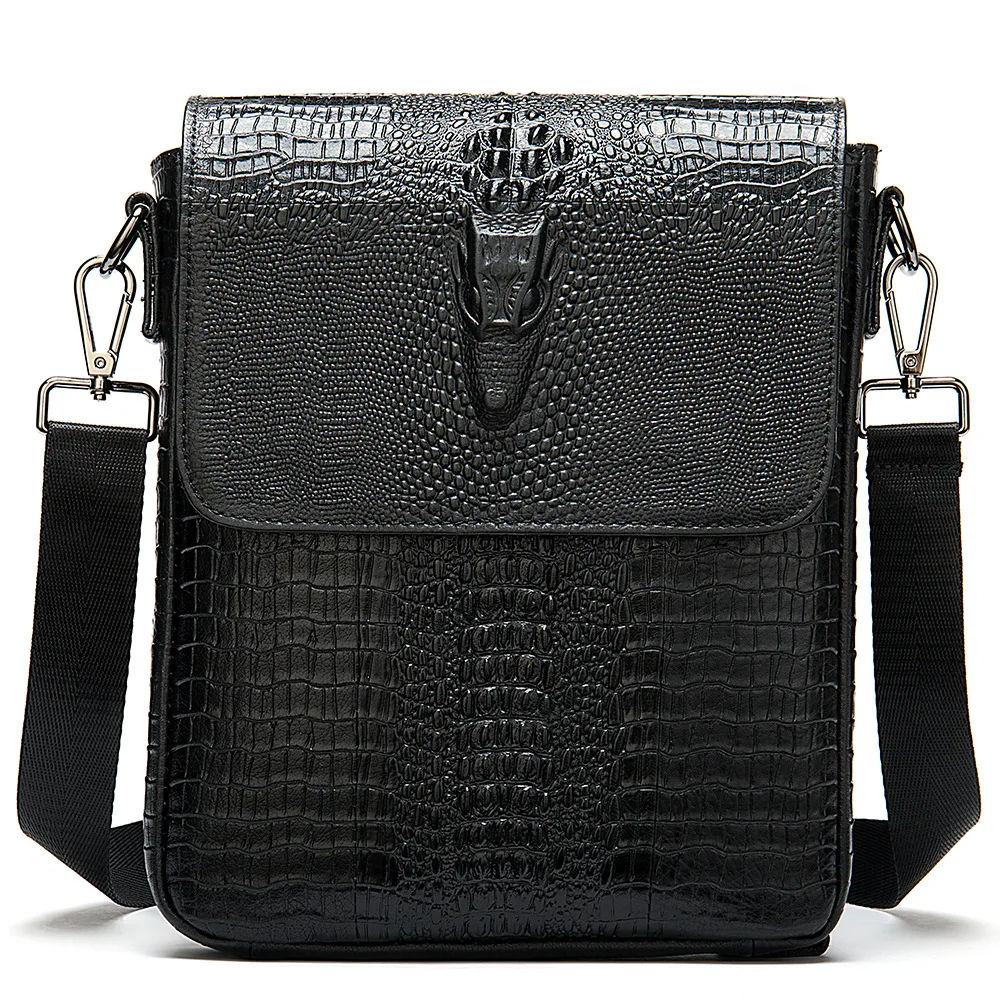 

The first layer of cowhide vertical men's messenger bag fashion crocodile business shoulder bag