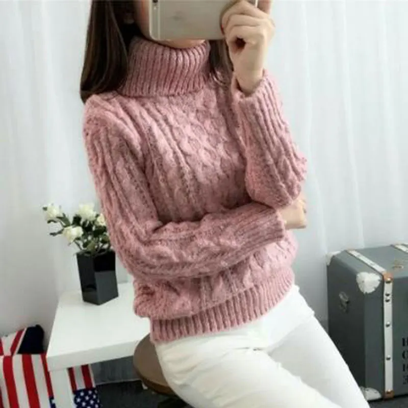 Осенне-зимний свитер с высоким воротом женский вязаный пуловер женские