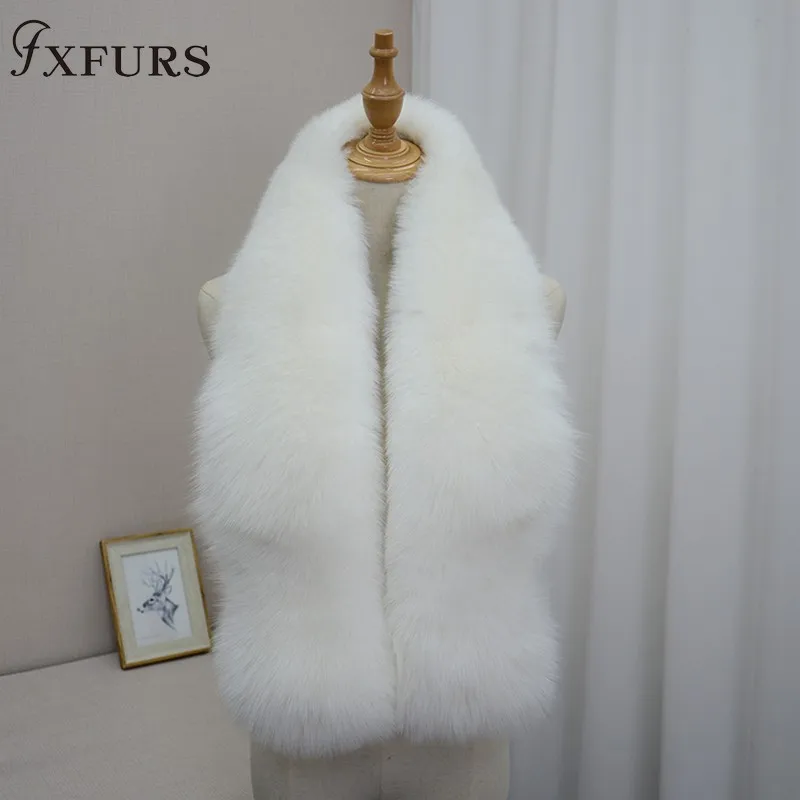 FXFURS роскошный шарф из натурального меха лисы кожаный шарф большого размера натуральный шаль из лисьего меха Зимний женский палантин