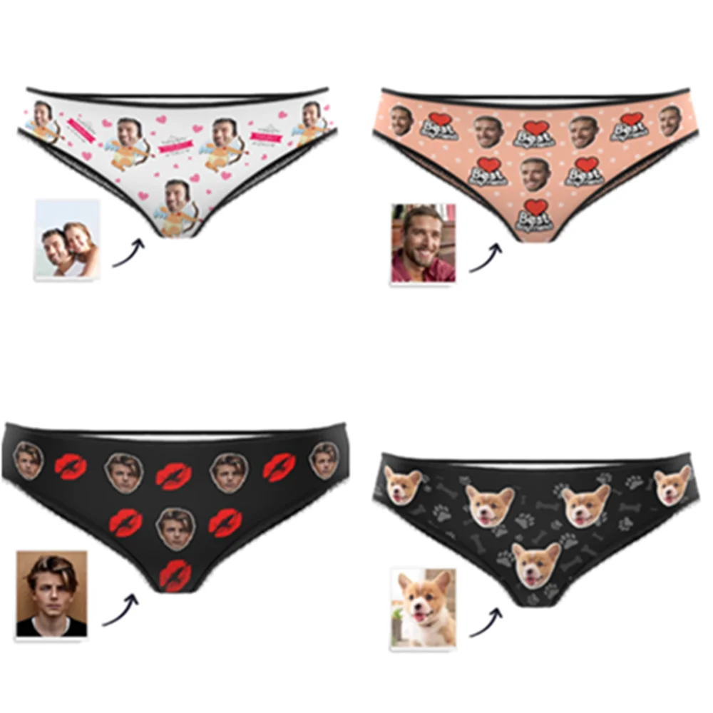 Индивидуальное женское нижнее белье сексуальные трусики с поцелуями для лица