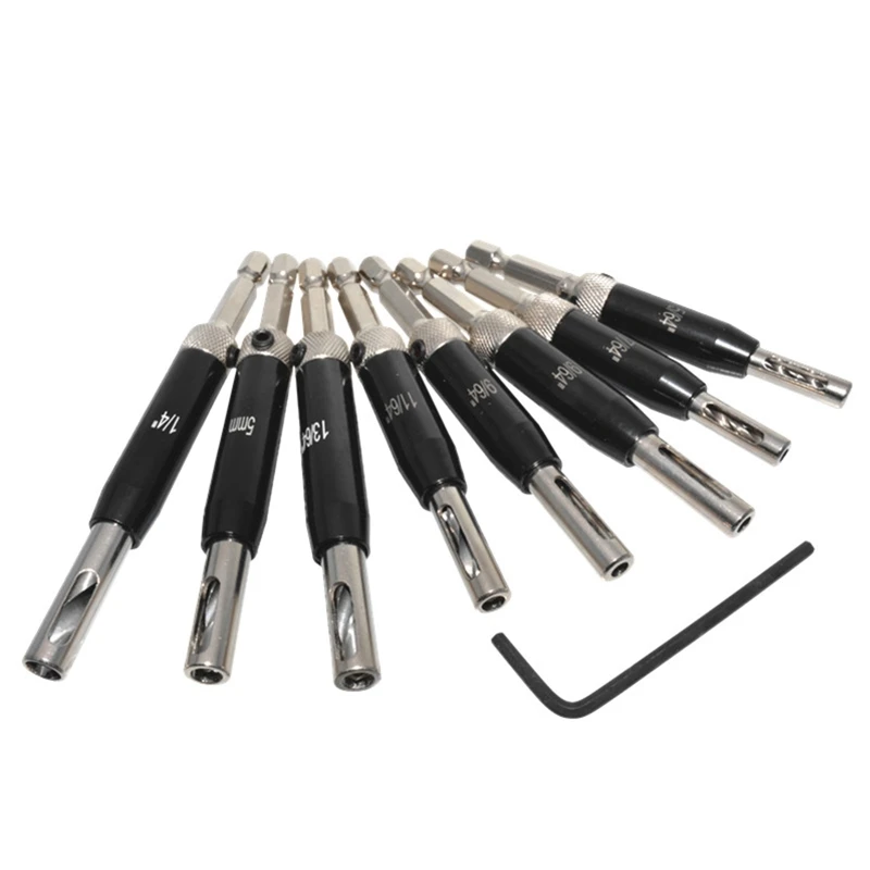 

8/16pcs Self Centering Hinge Drill Bits with Hex Key Set Hole Puncher Guide Door
