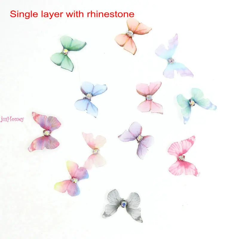 100 шт. Миниатюрные бабочки из органзы и шелка для рукоделия