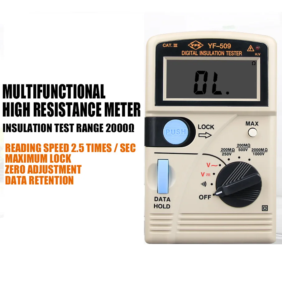 Цифровой измеритель сопротивления тестовый прибор для измерения изоляции 3-1/2