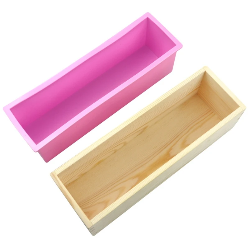 Wooden Soap Loaf Cutter Mold and Set c Rectangle Silicone with Wood Box Straight Wavy | Дом и сад