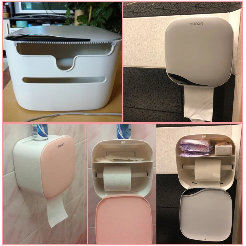 

Toilet Paper Holder Waterproof Wall Mount Shelf Tissue Box Toilet Paper Tray Roll Paper Tube Bathroom Storage Box Organizer