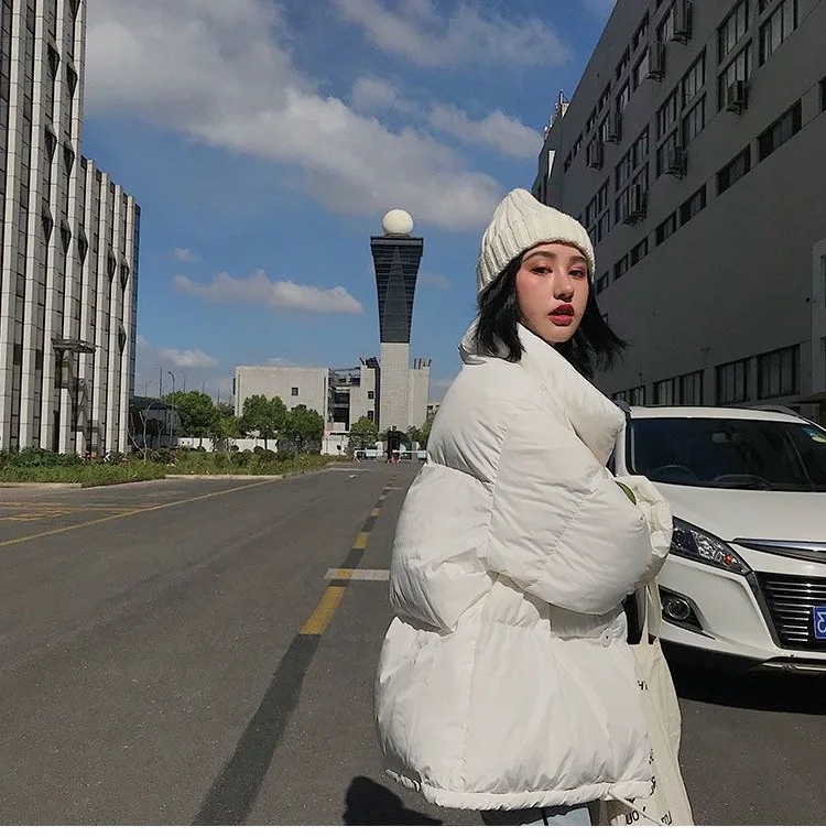 Woherb Harajuku Женское зимнее пальто куртка-пуховик негабаритная парка Женская Корейская Свободная куртка на подкладке с пупырышками Casaco Feminino