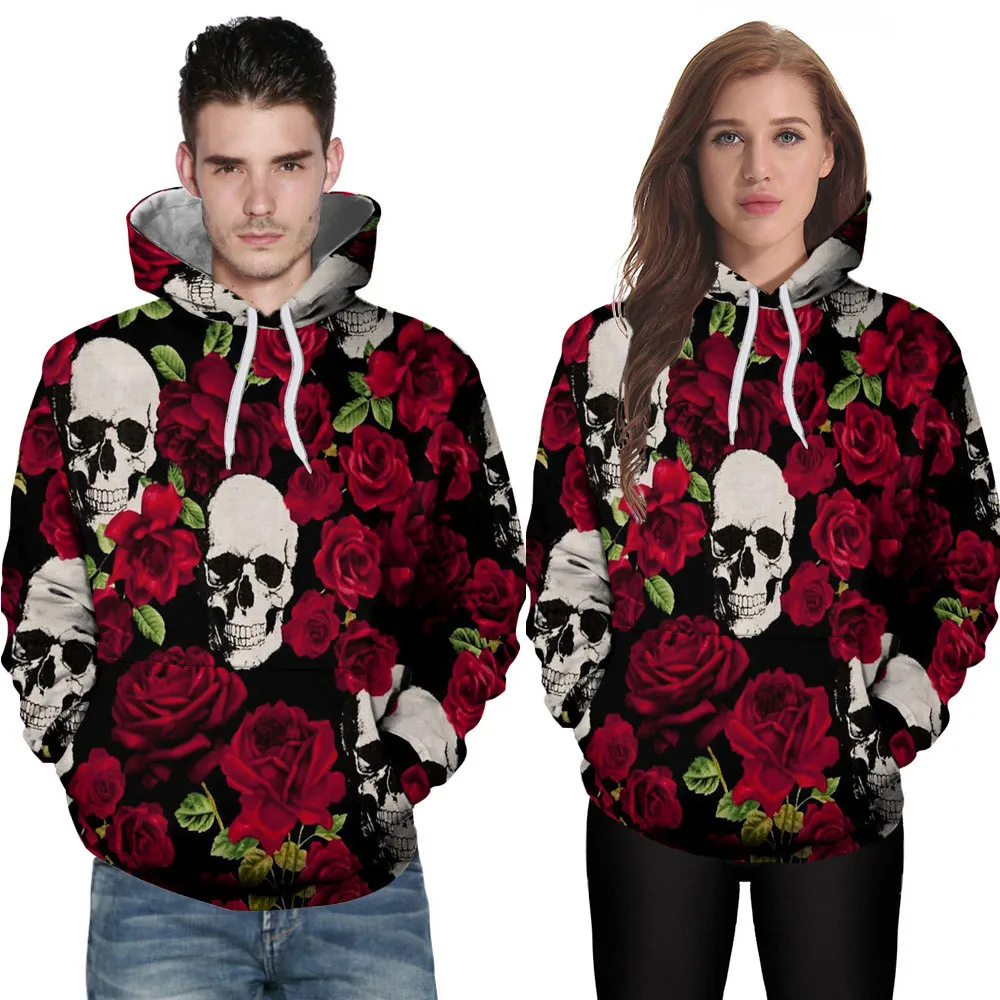 Женские и мужские толстовки на Хэллоуин пуловеры с длинным рукавом принтом в