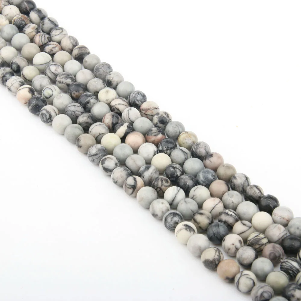 

Round Natural Stone Beads Black grid stones Loose Stone Bead for Bracelet Necklace Jewelry Making DIY Size 4mm/6mm/8mm/10mm/12mm