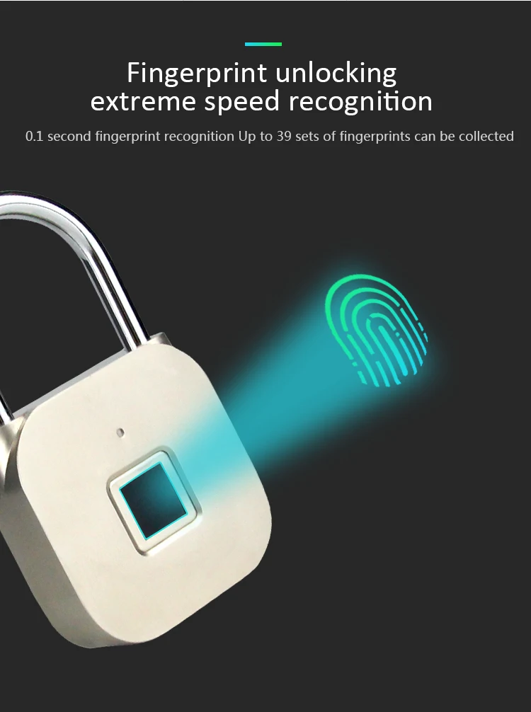 Xiaomi умный электронный замок с отпечатком пальца USB Перезаряжаемый дверной замок без ключа цинковый сплав металлический багажный отсек замок
